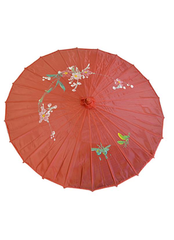 Ombrelle chinoise en tissu rouge