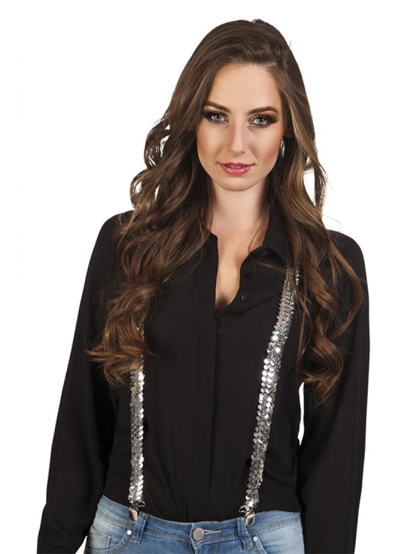 Bretelles sequin argent