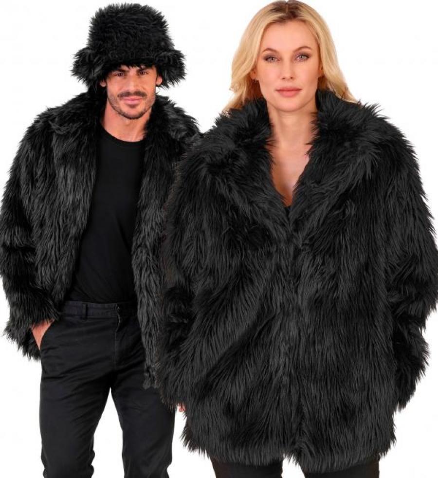 Veste en peluche fausse fourrure noire mixte taille L/XL