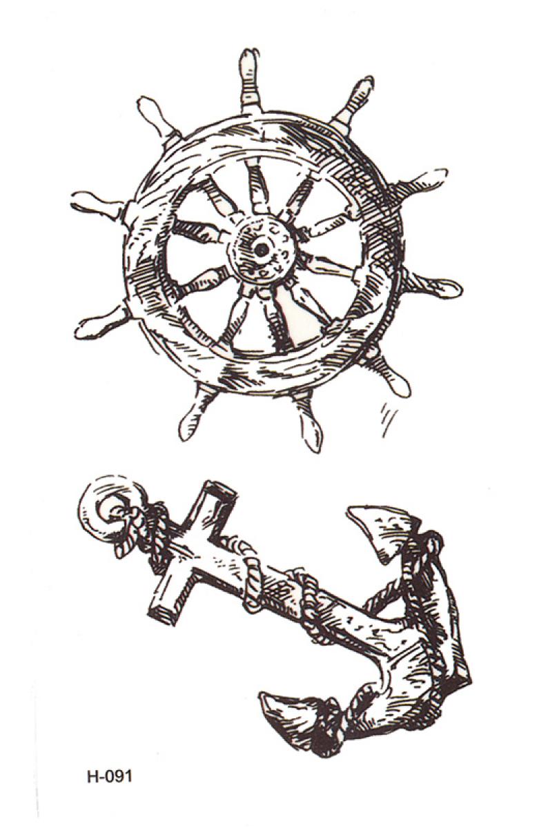 Tatouage temporaire ancre et barre marin