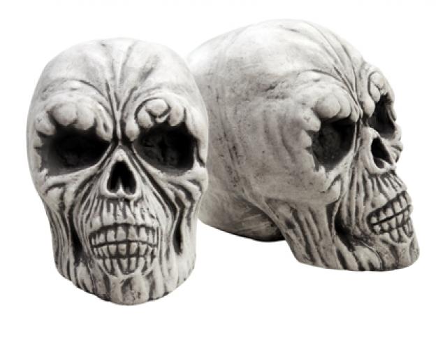 Lot de 2 têtes de mort géantes en polystyrène