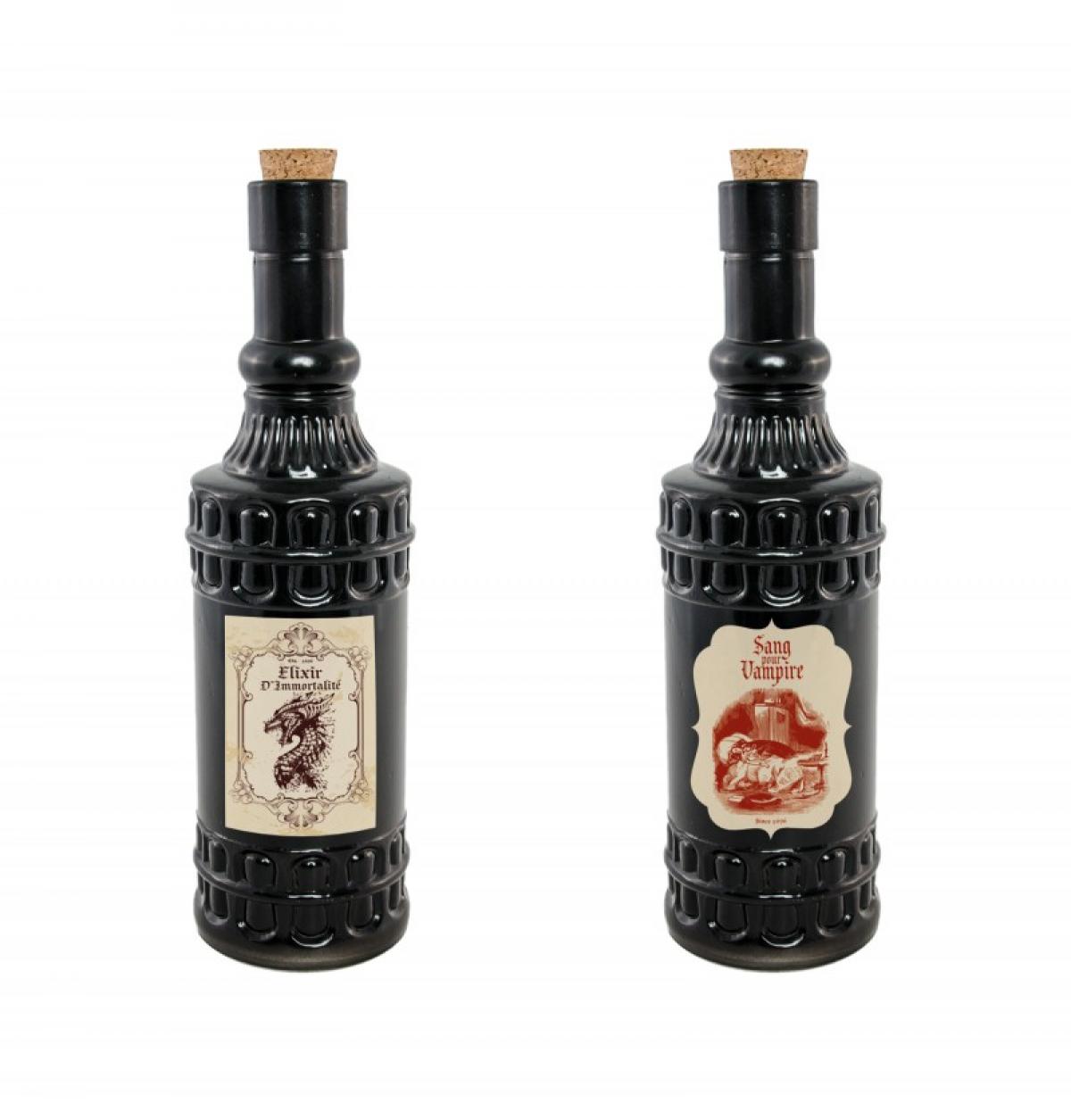 Bouteille en verre étiquette Halloween 23cm