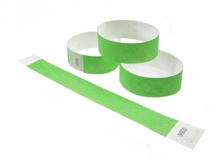100 bracelets contrôle d'accès vert papier