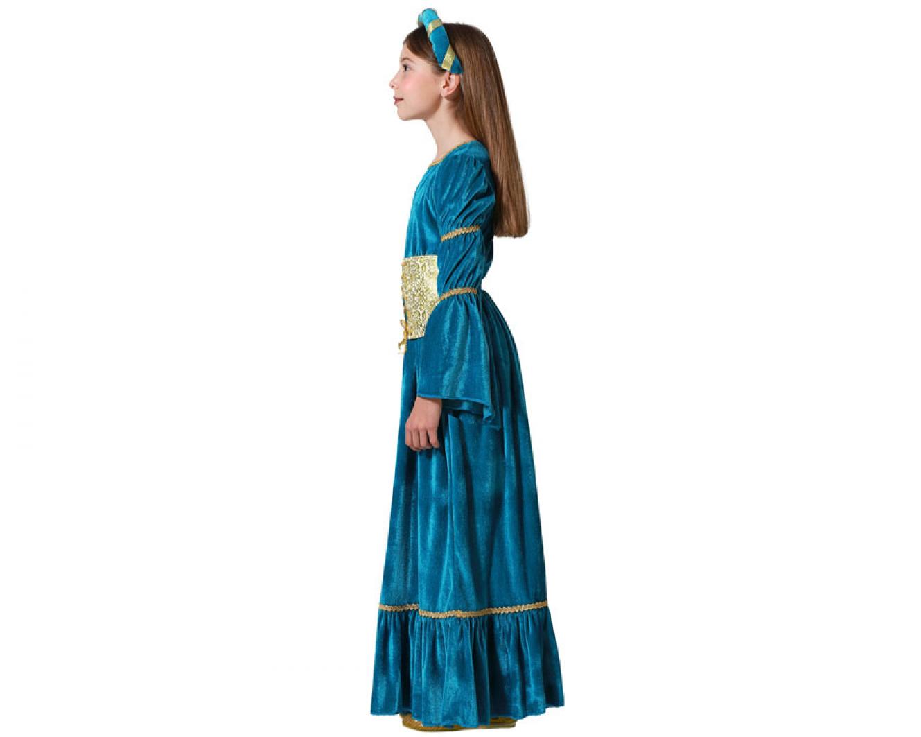 Reine médiévale bleue velours taille 5/6 ans