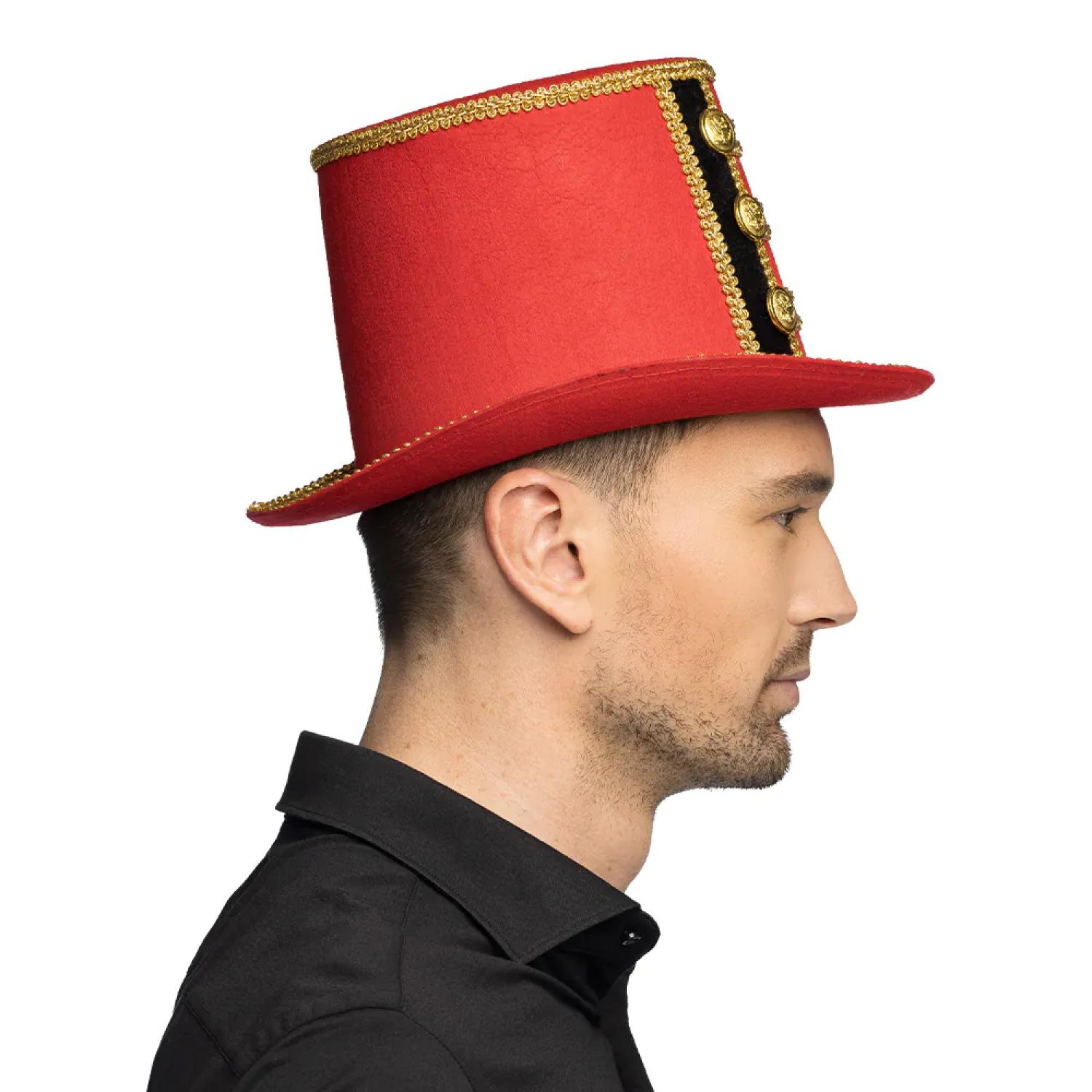 Chapeau haut de forme rouge monsieur Loyal directeur de cirque