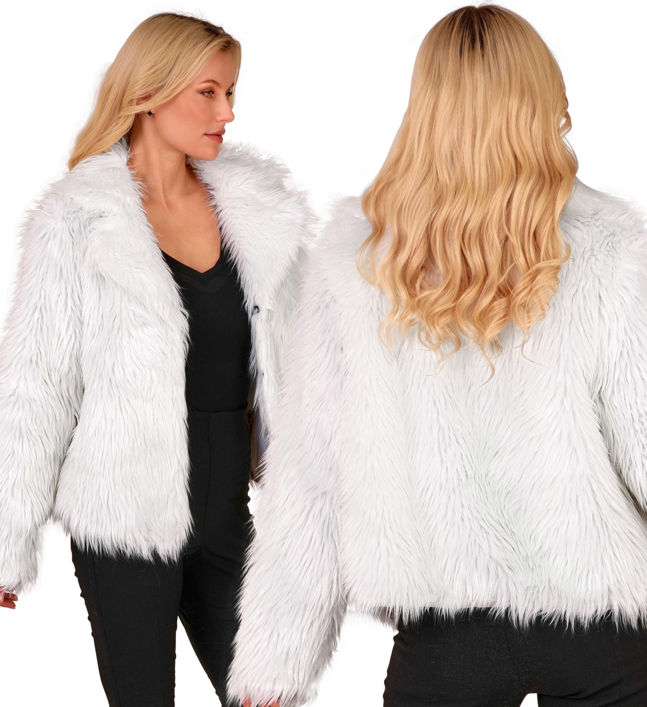 Veste en peluche fausse fourrure blanche femme taille S/M