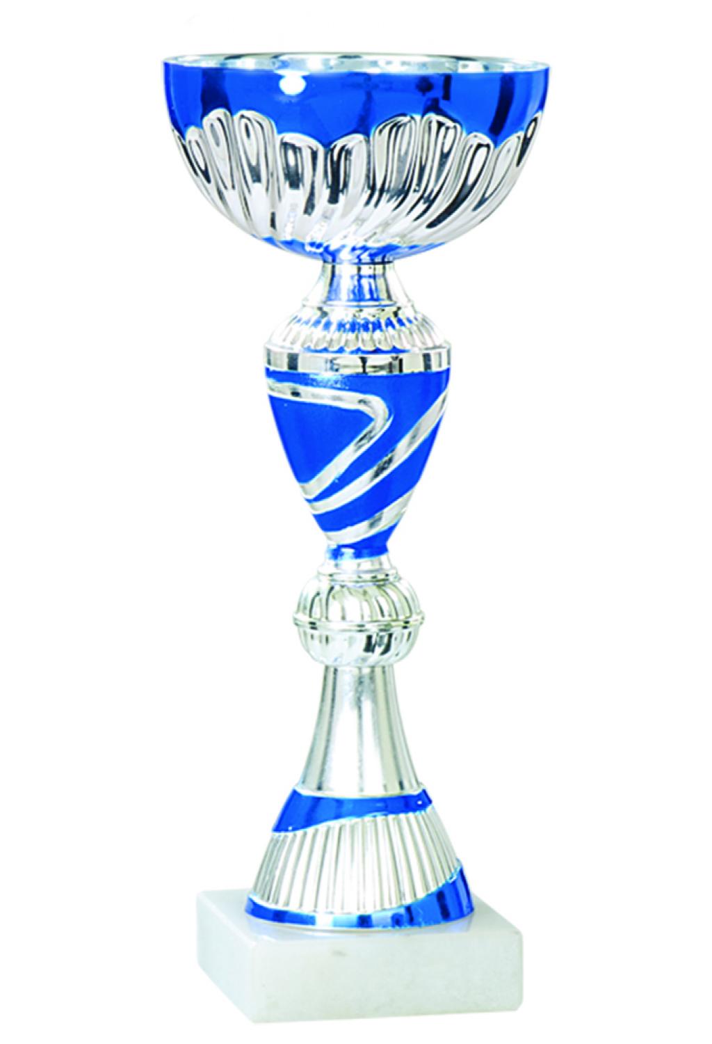 Coupe métal bleue + socle marbre 30cm - 2574