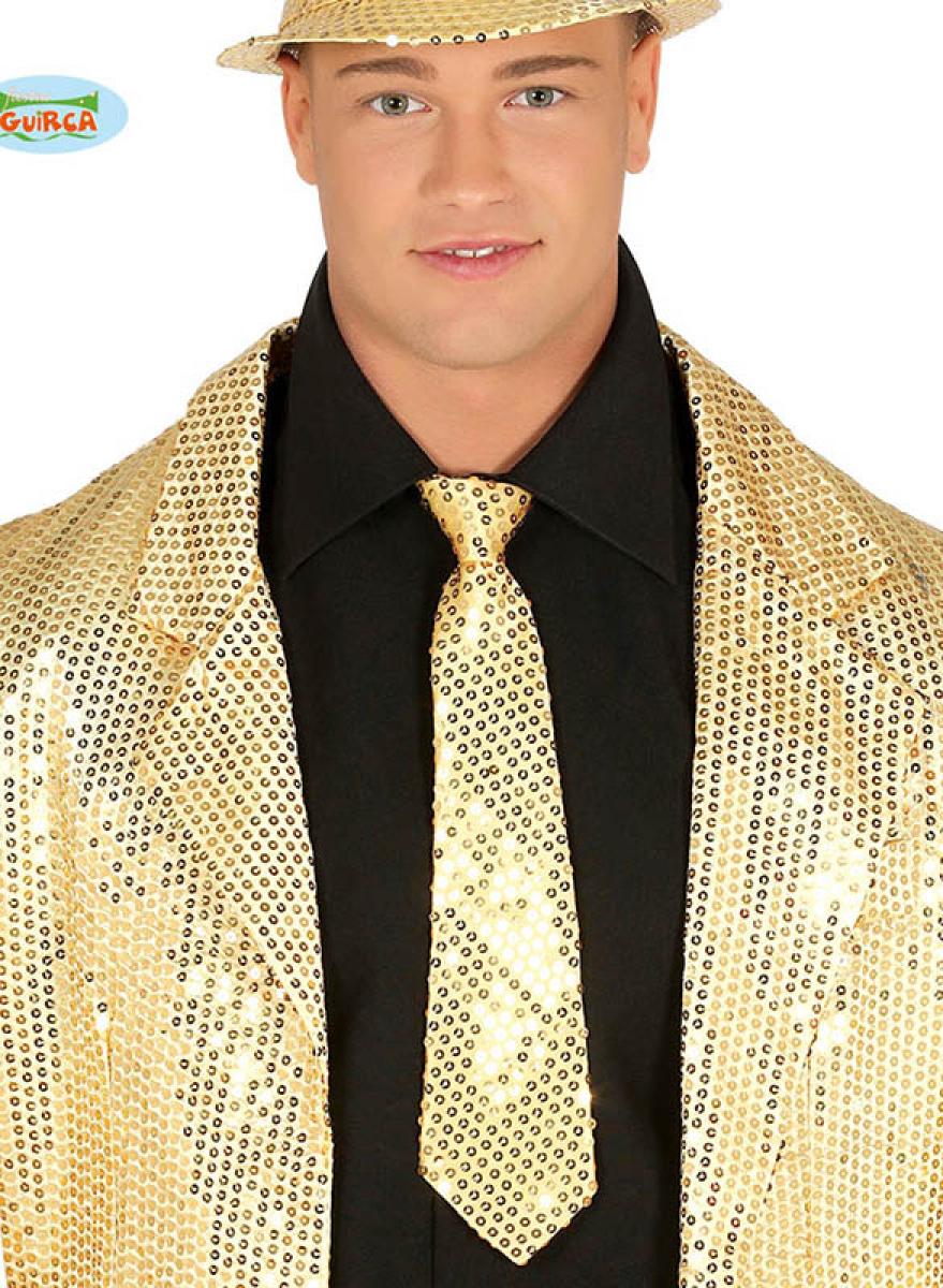 Cravate à paillettes or