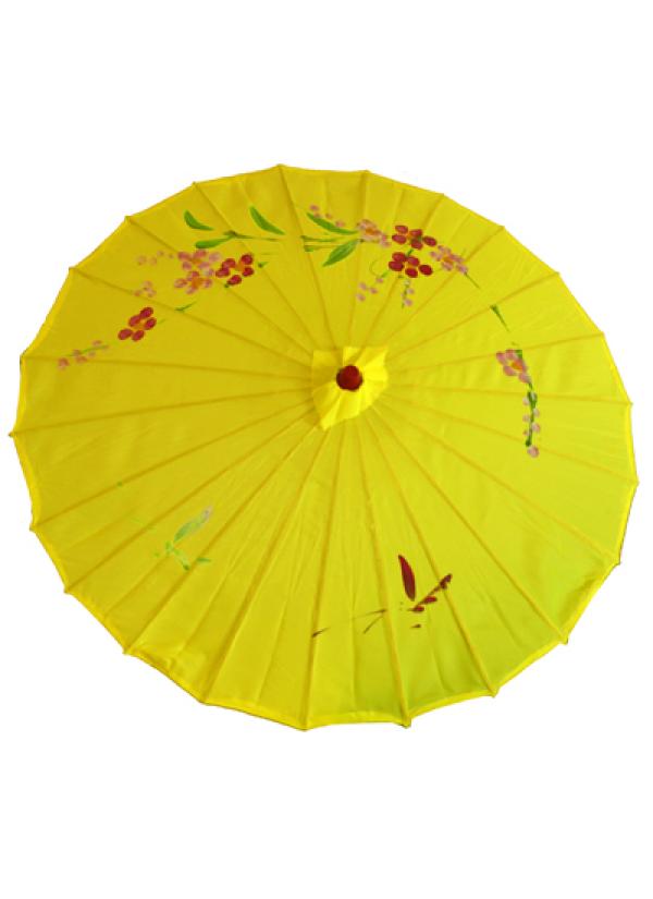 Ombrelle chinoise en tissu jaune