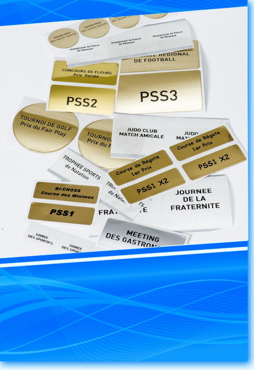 Plaque étiquette imprimée pour coupe et trophée - seule sans coupe 70x40mm