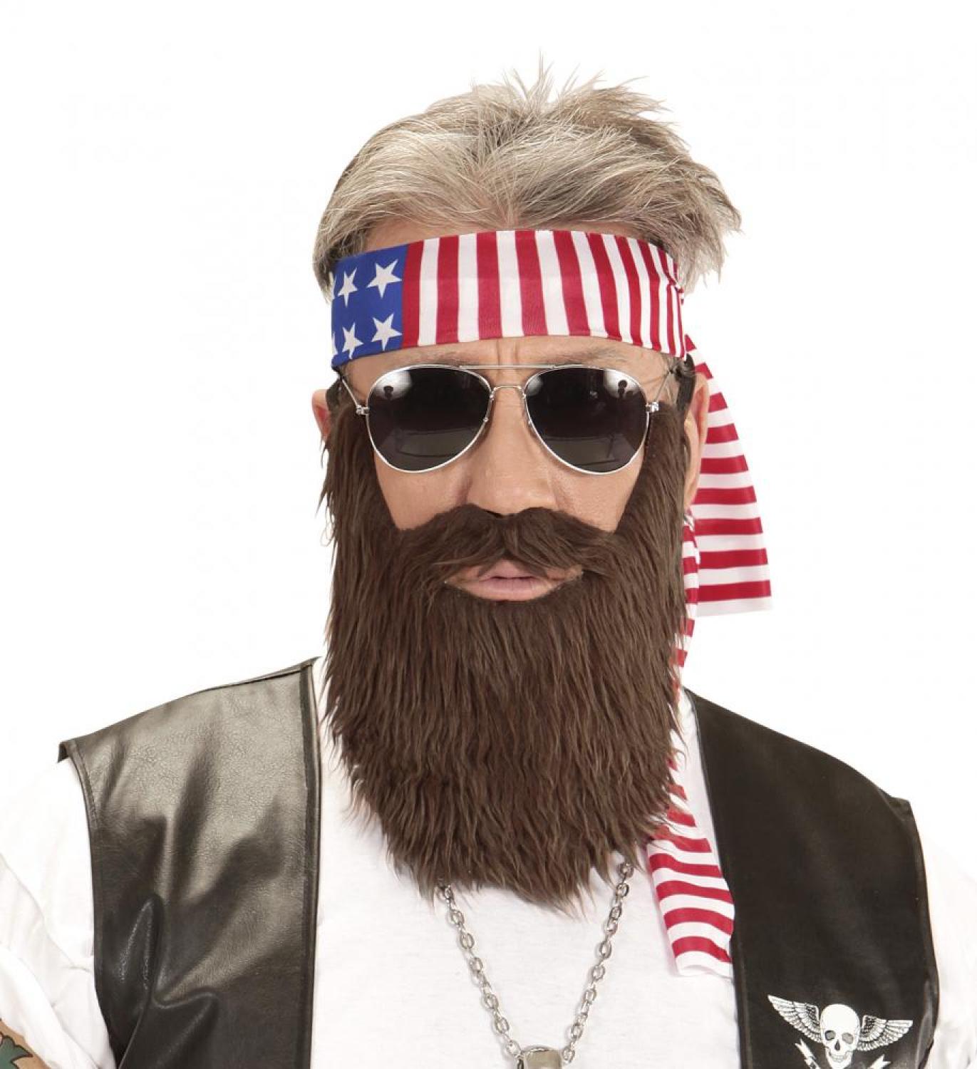 Set Biker avec barbe et bandeau USA