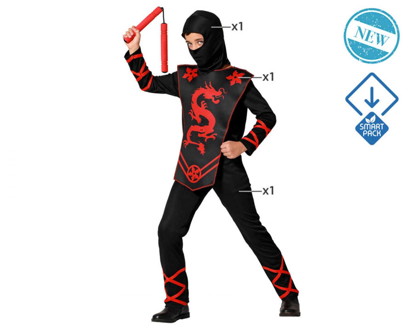 Ninja rouge du dragon taille 7/9 ans