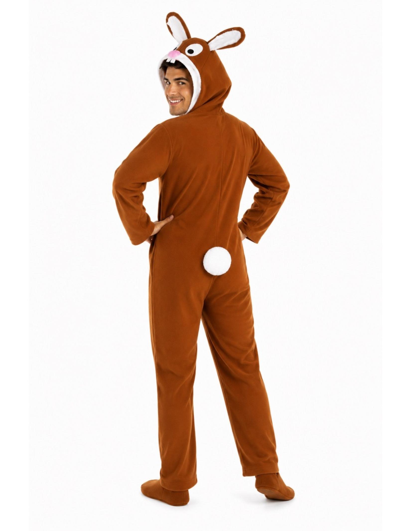 Déguisement de lapin marron à capuche tête de lapin taille M/L