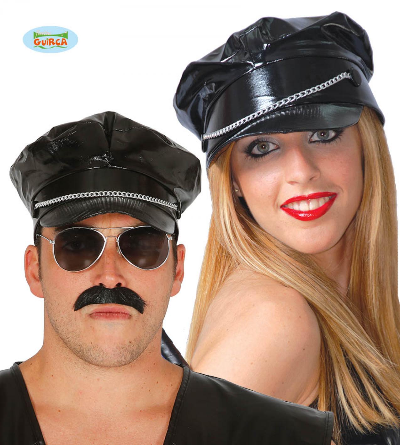 Casquette rocker noire vinyle faux cuir
