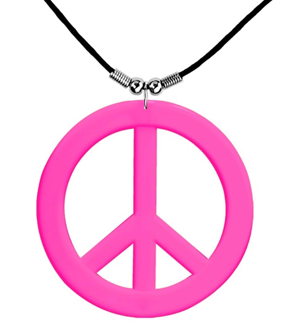 Collier hippie peace and love PVC couleur