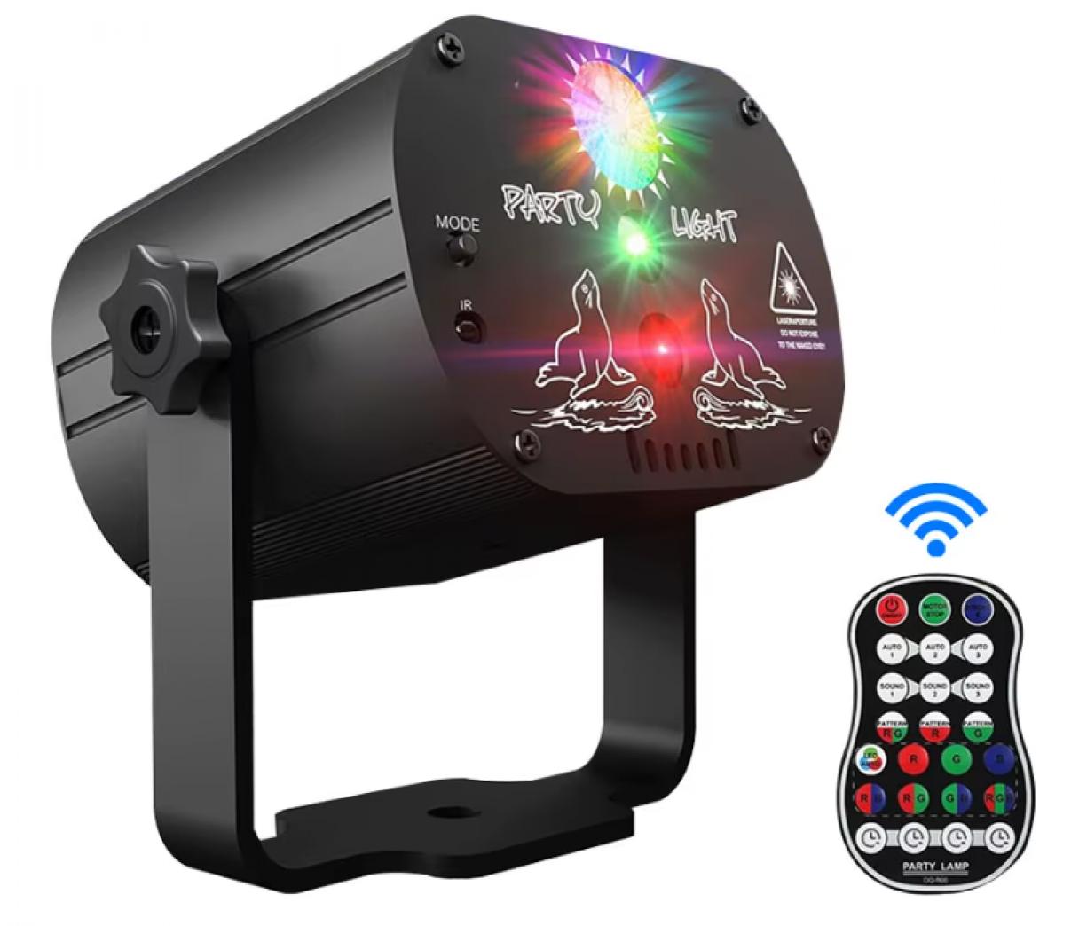 Jeu de lumière laser rouge vert avec simple lentille multi