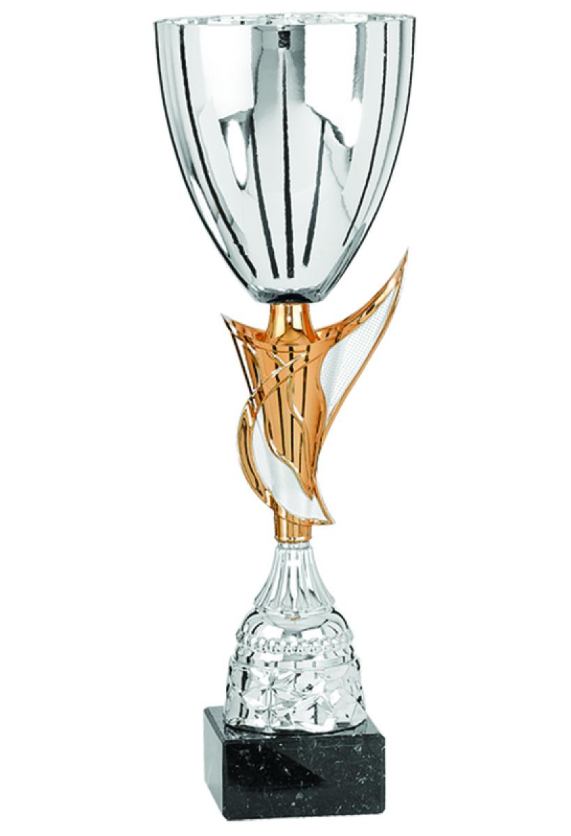 Coupe métal argent et or + socle marbre 48cm - 4904