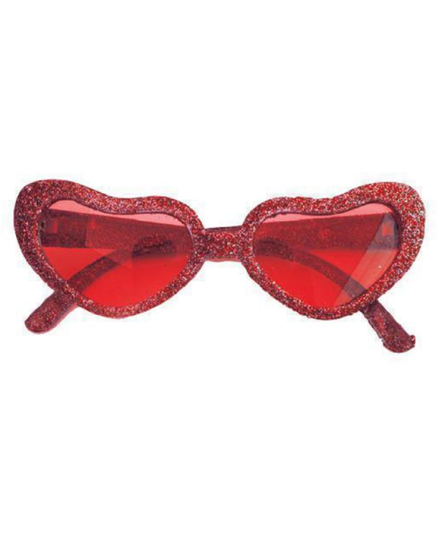Lunettes coeur rouge à paillettes