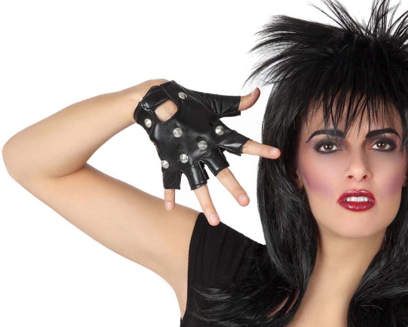 Gants mitaines à clous simili cuir rocker