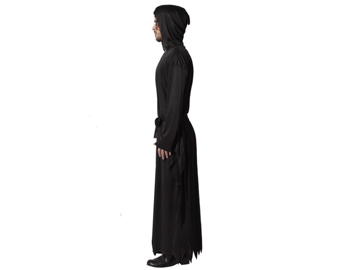 Tunique noire longue à capuche avec manches tombantes taille XL