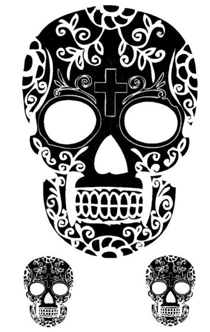 Tatouage temporaire tête de mort mexicaine