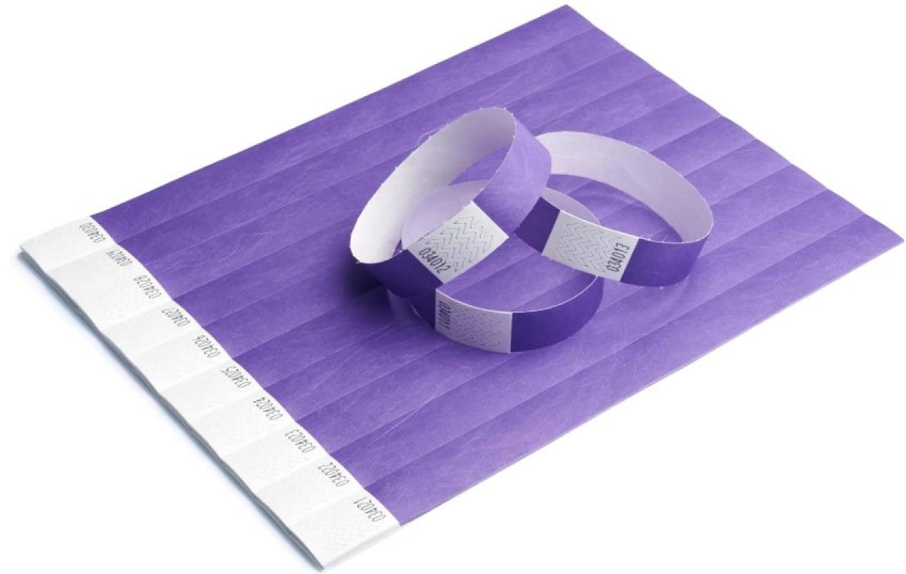 100 bracelets contrôle d'accès violet papier