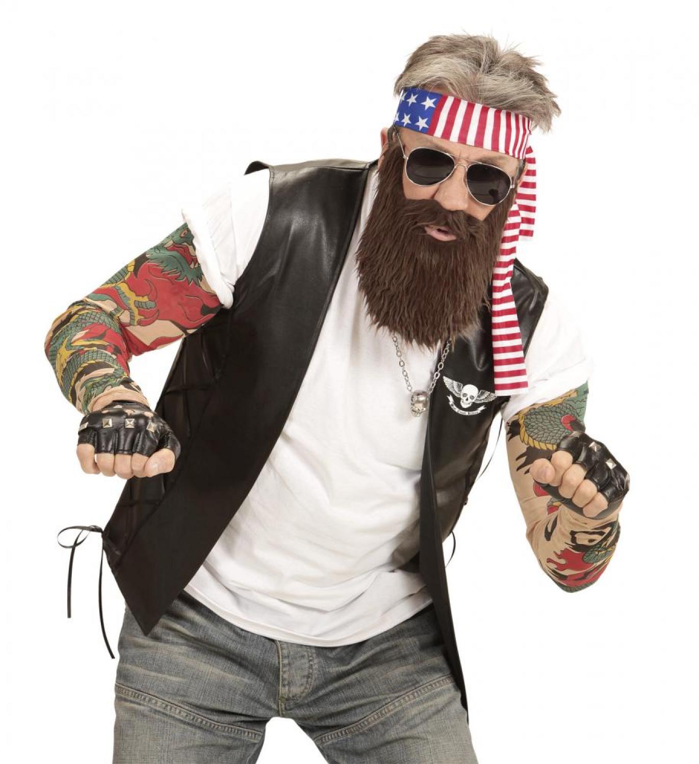 Set Biker avec barbe et bandeau USA