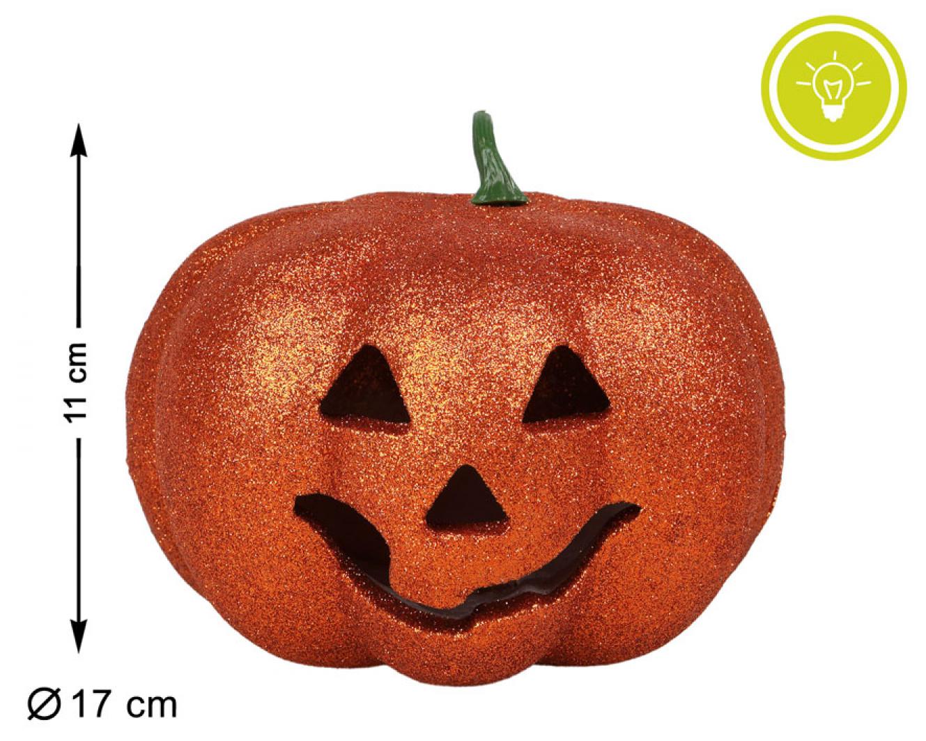 Citrouille 17cm lumineuse LED