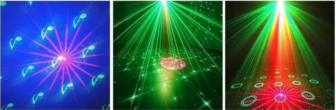 Jeu de lumière laser rouge vert avec double lentille multi