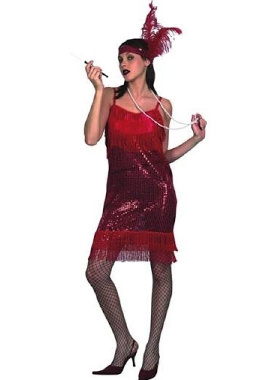 Charleston rouge franges et paillettes