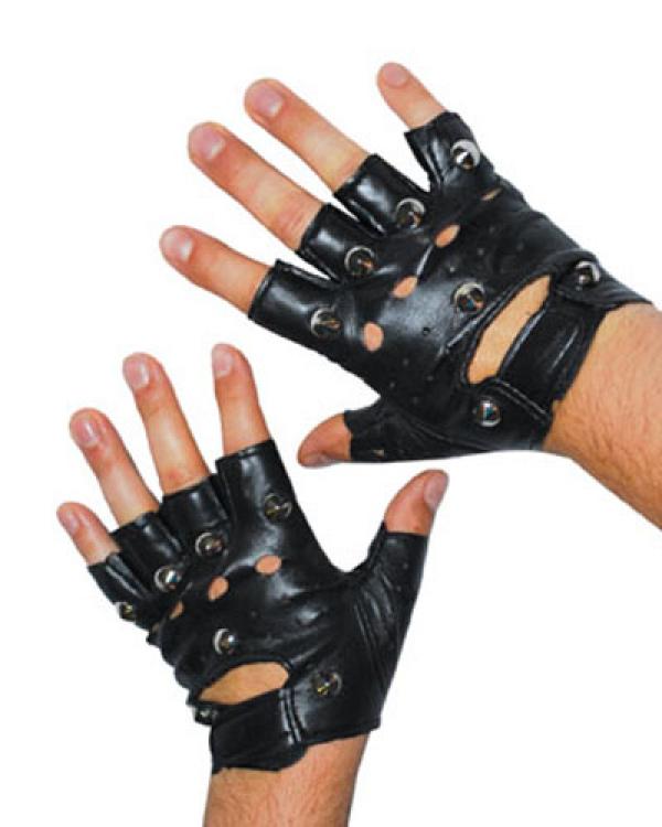 Gants mitaines à clous simili cuir rocker