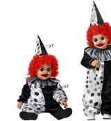 Clown halloween noir et blanc satin taille 1/2 ans