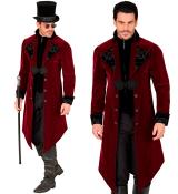 Manteau gothique rouge bordeaux en velours qualité luxe taille S