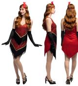 Robe charleston rouge avec franges noires taille S