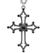 Collier croix gothique avec pierres noires incrustées