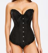 Corset bustier noir à agrafes et lassets gothique à motifs taille XL