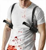 Double holster d'épaule pour 2 couteaux avec couteaux crantés