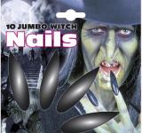 10 ongles noirs sorcière avec adhésifs