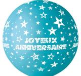 Ballon géant joyeux anniversaire Turquoise