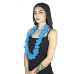 Collier hawai fleurs bleu turquoise
