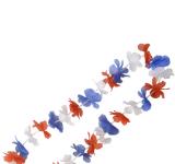Collier fleurs hawai bleu blanc rouge France