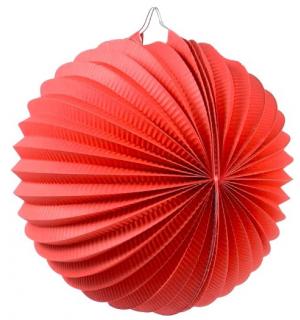 Lampion rond rouge 22cm avec porte bougie