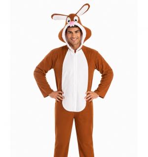 Déguisement de lapin marron à capuche tête de lapin taille M/L