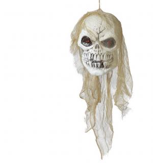 Crâne plastique yeux lumineux à suspendre