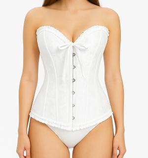 Corset bustier blanc à agrafes et lassets gothique à motifs taille M