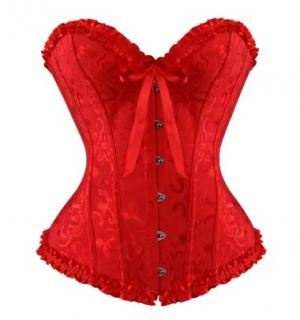 Corset bustier rouge à agrafes et lassets gothique à motifs taille S