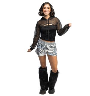 Short argent métallisé pour femme avec poches taille L/XL