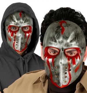 Masque de hockey argent ensanglanté