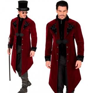 Manteau gothique rouge bordeaux en velours qualité luxe taille S
