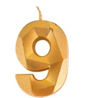 Bougie chiffre diamant or 9